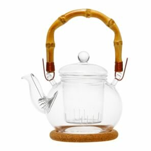 Чайник стеклянный "Хризантема" с заварочной колбой, с пробковой подставкой и фильтром в носике